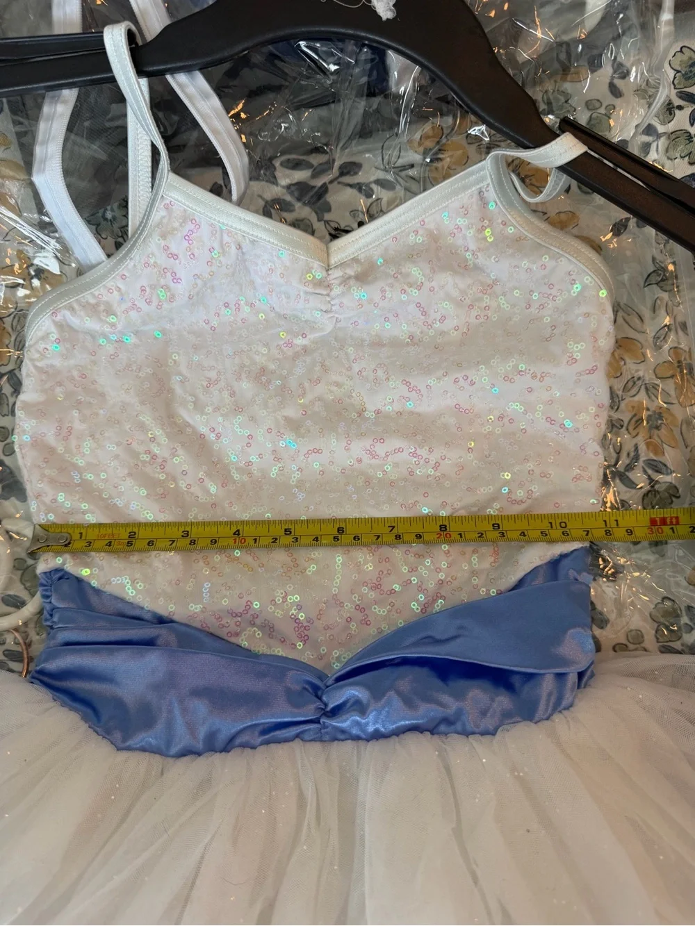Weissman White and Light Blue Sparkle Tulle Dance Costume